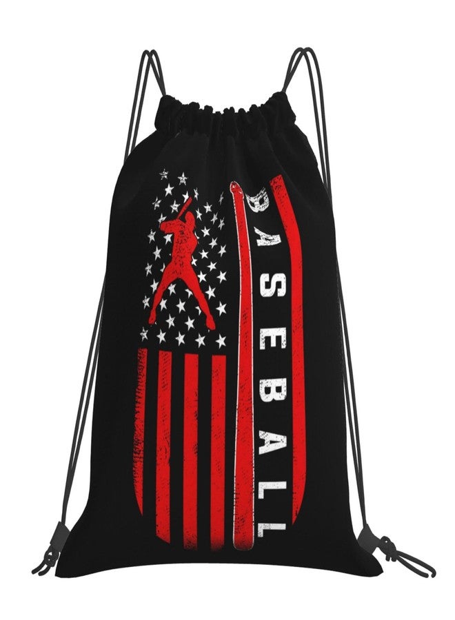AIMASTZ American Baseball Flag Unisex Drawstring Backpack Bag Sport Gym Swim Travel Sackpack - Image 1